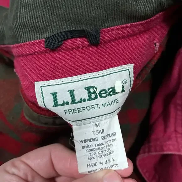 Womens Vintage LL Bean Chore Barn Coat T540 Red Made in USA Removable Wool Liner - Picture 2 of 15